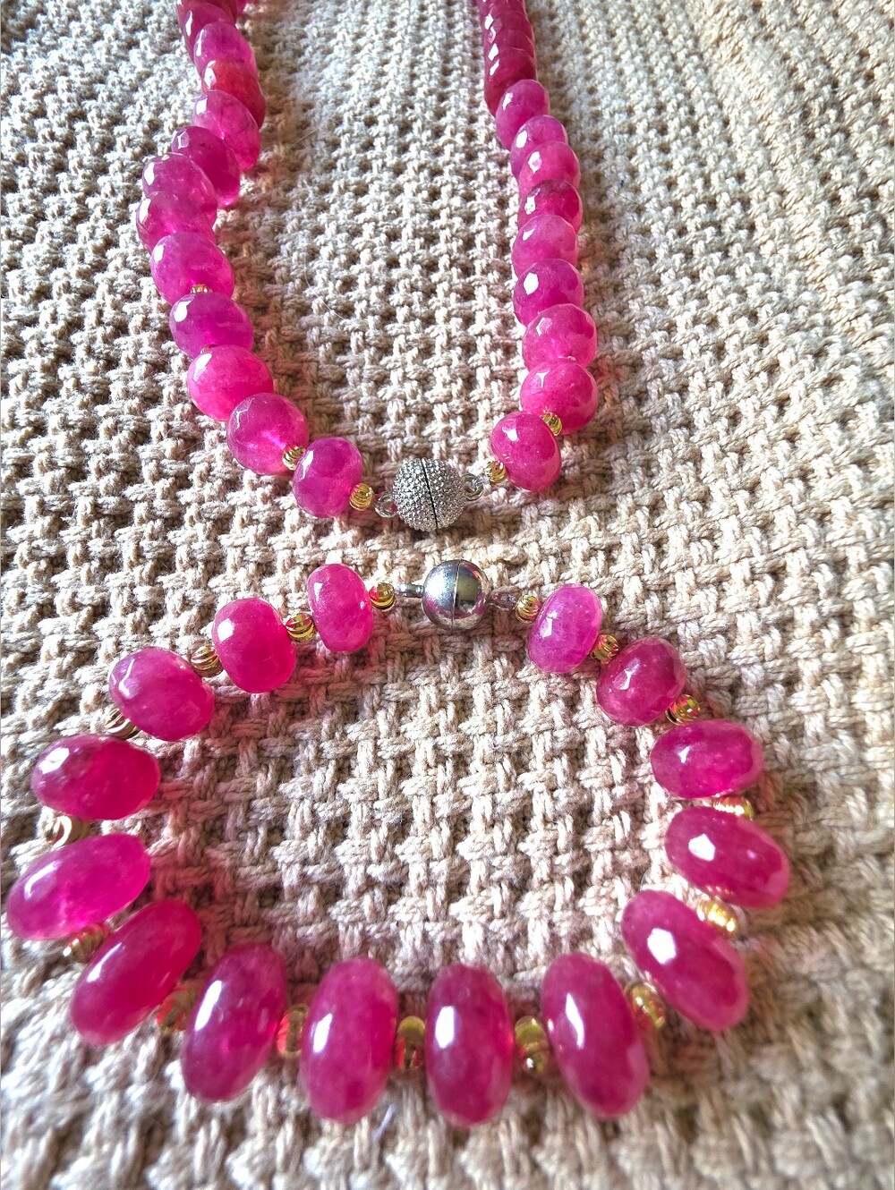 Vintage Crackle Dyed Quartz Bead Necklace And Bracelet. - Picture 5 of 8